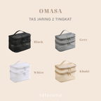 OMASA - Tas Jaring 2 Tingkat Pouch Make Up Kosmetik Skincare Travel Organizer