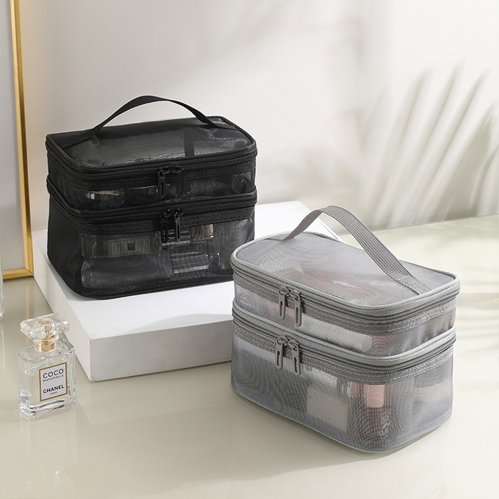 OMASA - Tas Jaring 2 Tingkat Pouch Make Up Kosmetik Skincare Travel Organizer