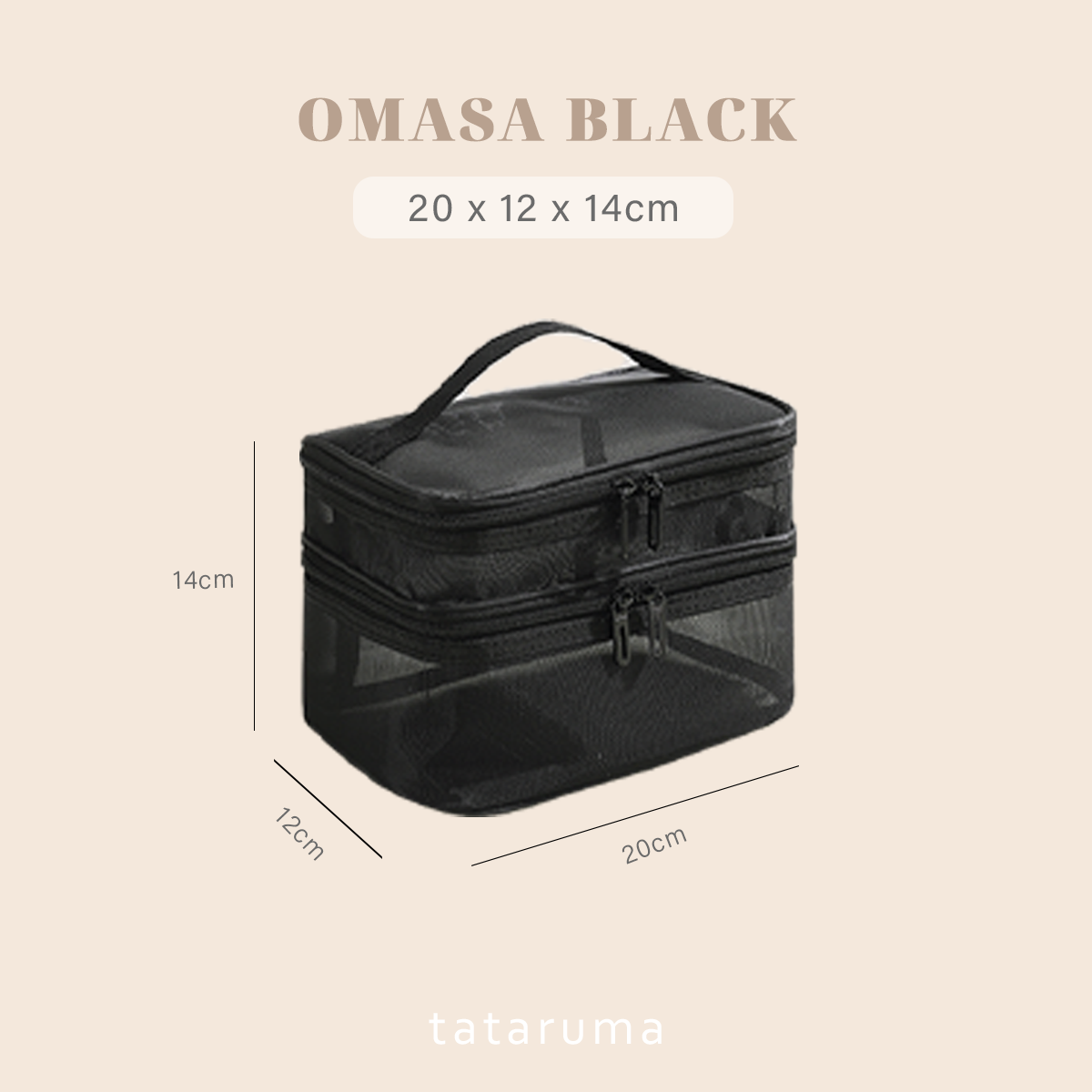 OMASA - Tas Jaring 2 Tingkat Pouch Make Up Kosmetik Skincare Travel Organizer