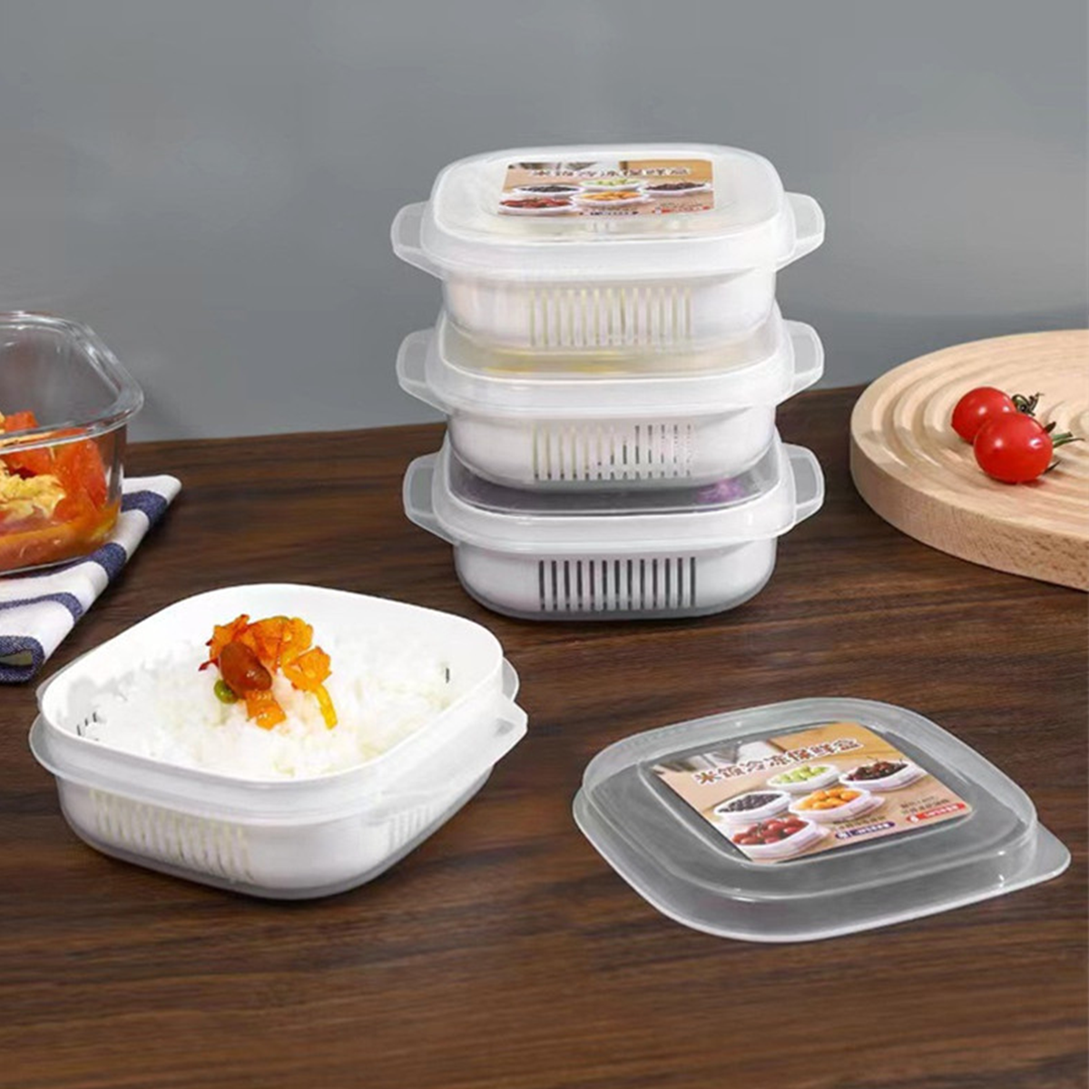 OMU - Food Storage Sayur Buah Nasi Kulkas/Bekal dengan Peniris