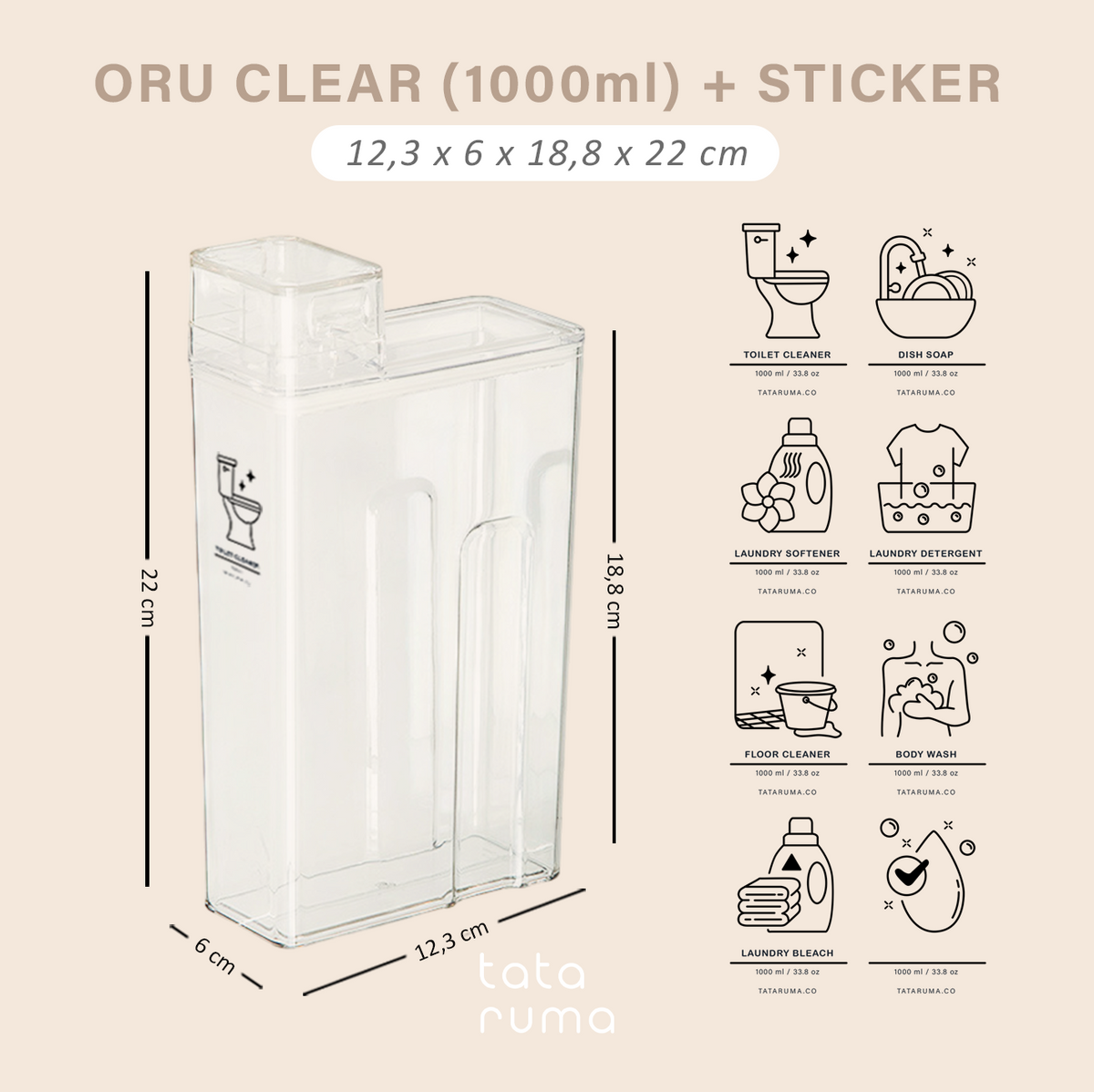ORU - Botol Refill Estetik Minimalis Detergent Softener Laundry