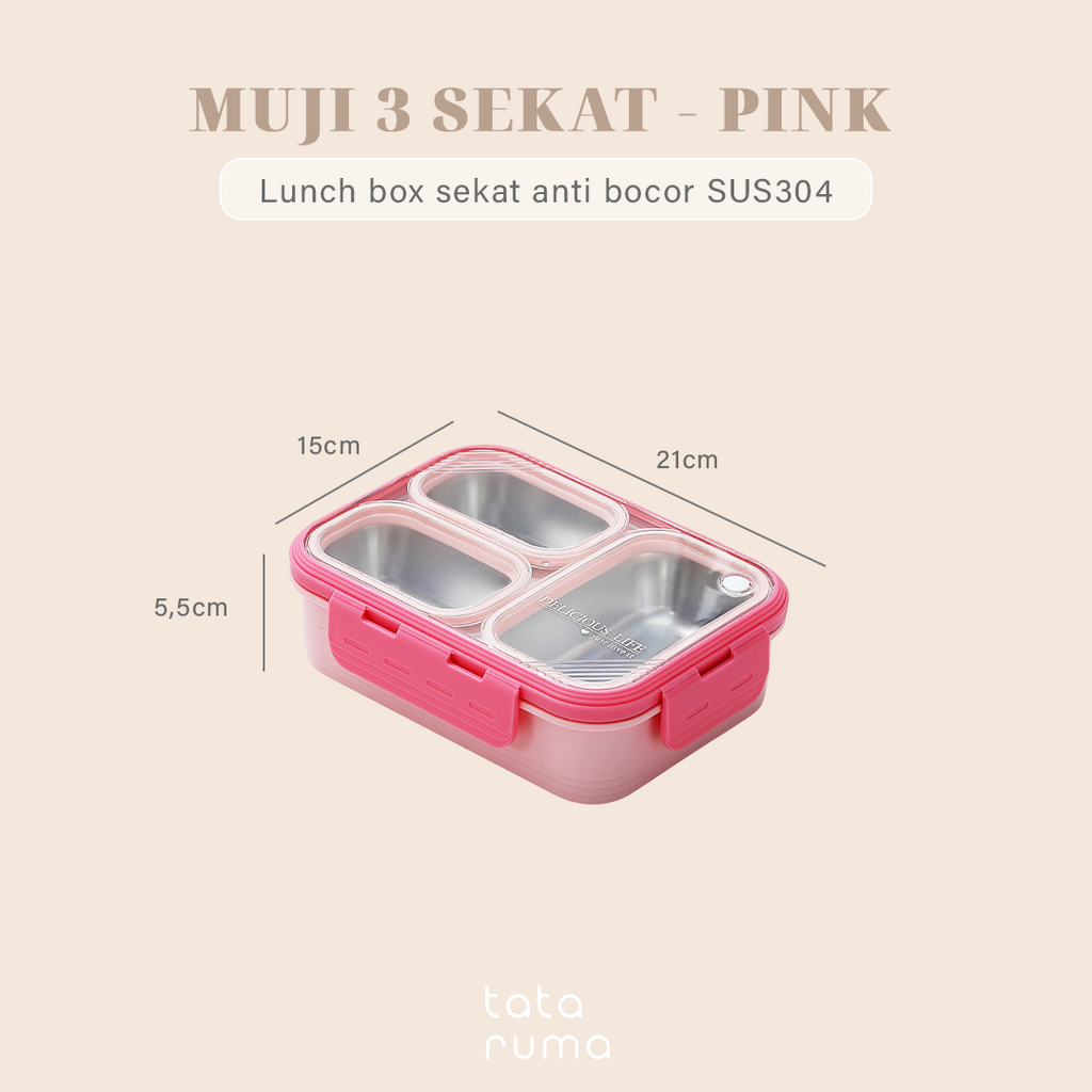 PANNA - Lunch Box Stainless 304 Sekat Kotak Bekal Anti Bocor Tumpah