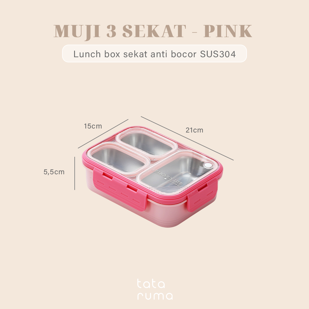 PANNA - Lunch Box Stainless 304 Sekat Kotak Bekal Anti Bocor Tumpah