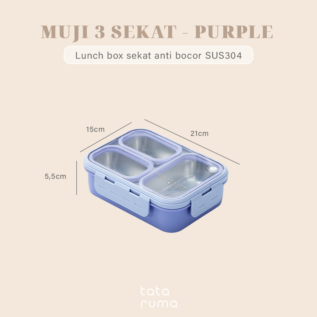 PANNA - Lunch Box Stainless 304 Sekat Kotak Bekal Anti Bocor Tumpah