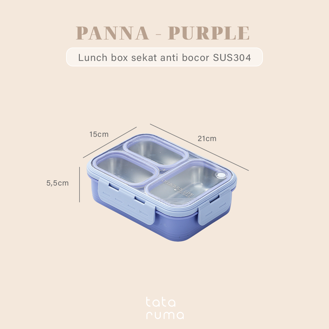 PANNA - Lunch Box Stainless 304 Sekat Kotak Bekal Anti Bocor Tumpah