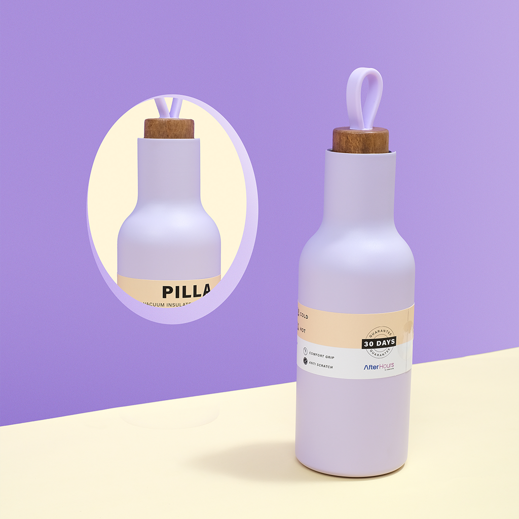 PILLA -Tumbler Vakum 900ml SS 304 dengan Handle Tahan Dingin 24 Jam Tahan Panas 12 Jam