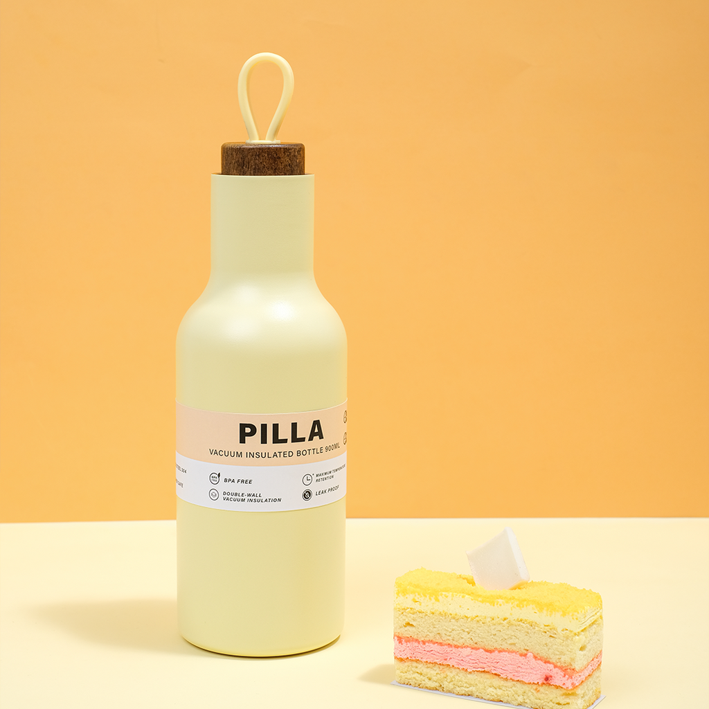 PILLA -Tumbler Vakum 900ml SS 304 dengan Handle Tahan Dingin 24 Jam Tahan Panas 12 Jam