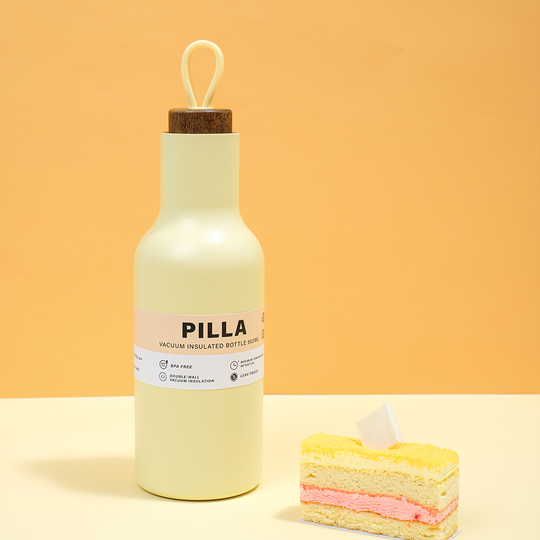 PILLA -Tumbler Vakum 900ml SS 304 dengan Handle Tahan Dingin 24 Jam Tahan Panas 12 Jam