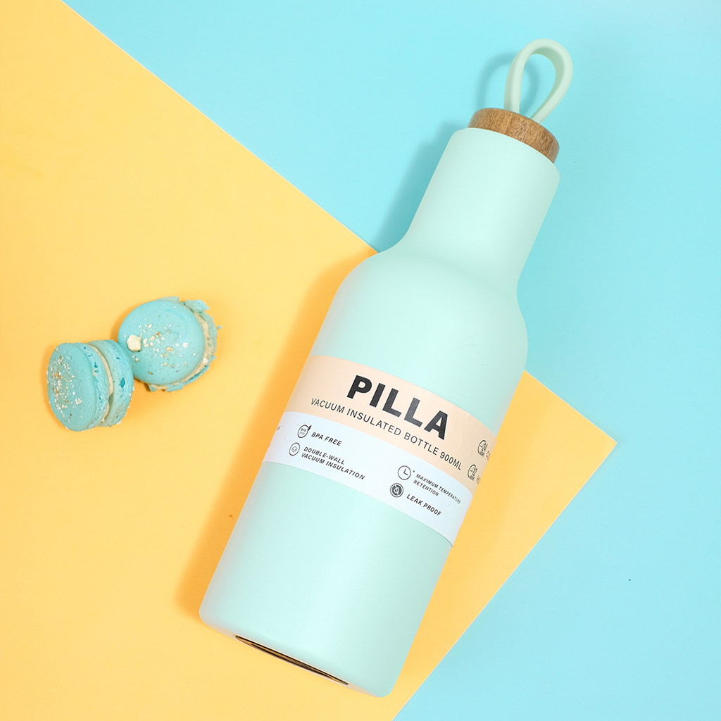 PILLA -Tumbler Vakum 900ml SS 304 dengan Handle Tahan Dingin 24 Jam Tahan Panas 12 Jam