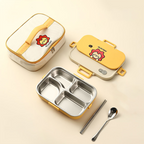 POKE - Lunch Box Kotak Bekal Stainless 304 Sekat FREE Sendok Sumpit dengan Tas Lucu Singa Panda Beruang Tempat Makan Lion Bear