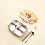 POKE - Lunch Box Kotak Bekal Stainless 304 Sekat FREE Sendok Sumpit dengan Tas Lucu Singa Panda Beruang Tempat Makan Lion Bear