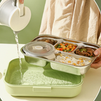 POKE - Lunch Box Kotak Bekal Stainless 304 Sekat FREE Sendok Sumpit dengan Tas Lucu Singa Panda Beruang Tempat Makan Lion Bear