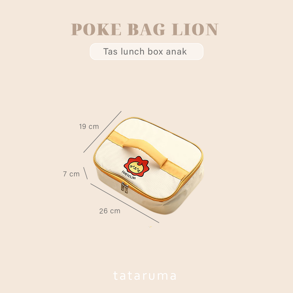 POKE - Lunch Box Kotak Bekal Stainless 304 Sekat FREE Sendok Sumpit dengan Tas Lucu Singa Panda Beruang Tempat Makan Lion Bear