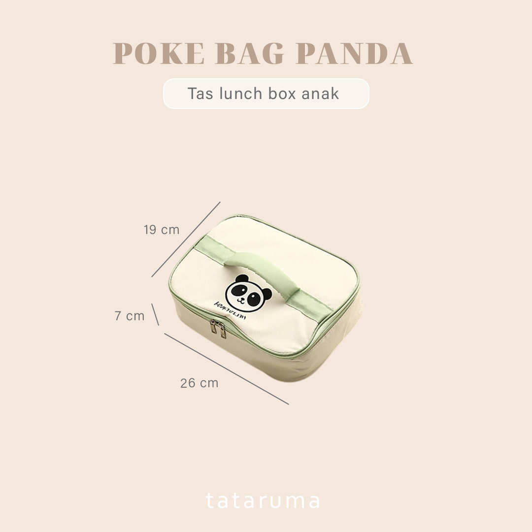 POKE - Lunch Box Kotak Bekal Stainless 304 Sekat FREE Sendok Sumpit dengan Tas Lucu Singa Panda Beruang Tempat Makan Lion Bear