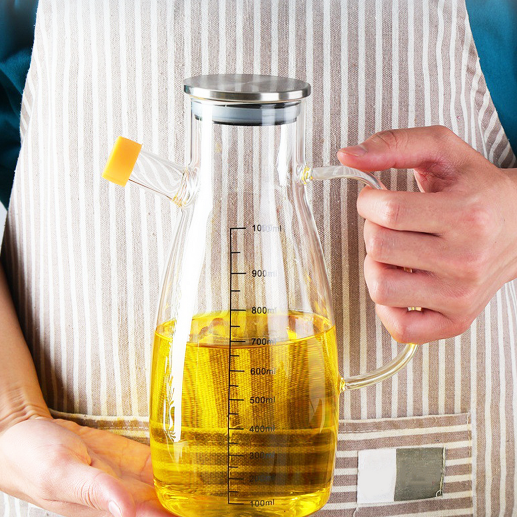 POPOI -Oil Jar Tempat Minyak dengan Penutup Kaca Borosilikat Simpan Kecap Minyak Wijen Cuka