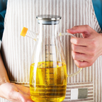 POPOI -Oil Jar Tempat Minyak dengan Penutup Kaca Borosilikat Simpan Kecap Minyak Wijen Cuka