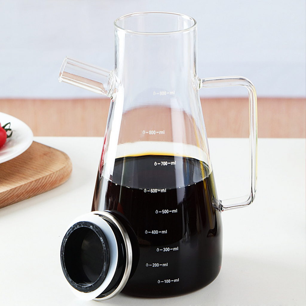 POPOI -Oil Jar Tempat Minyak dengan Penutup Kaca Borosilikat Simpan Kecap Minyak Wijen Cuka