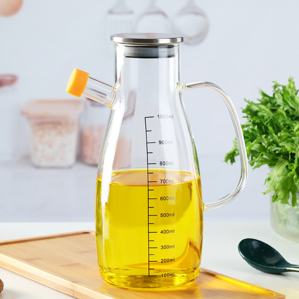 POPOI -Oil Jar Tempat Minyak dengan Penutup Kaca Borosilikat Simpan Kecap Minyak Wijen Cuka
