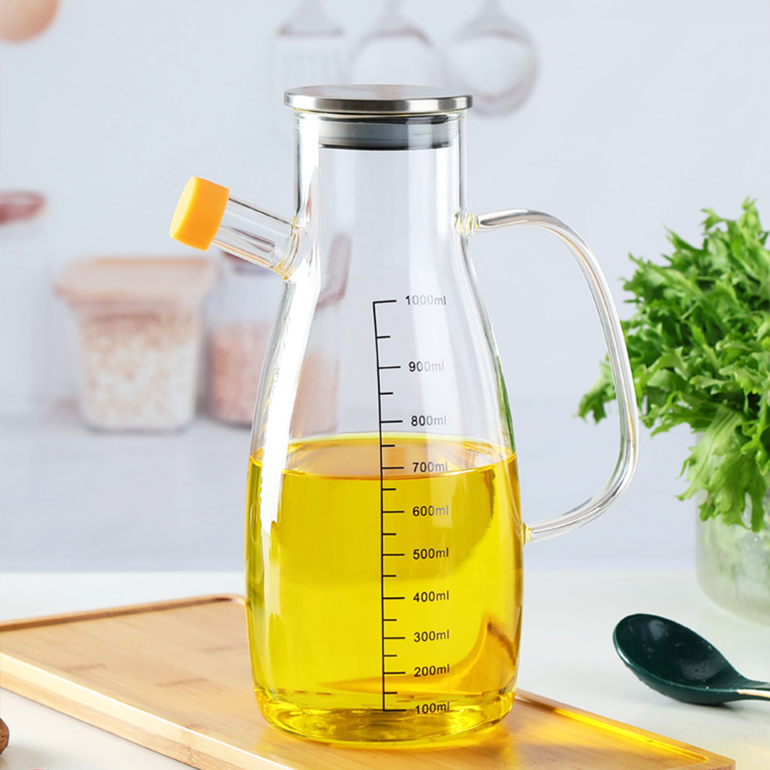 POPOI -Oil Jar Tempat Minyak dengan Penutup Kaca Borosilikat Simpan Kecap Minyak Wijen Cuka