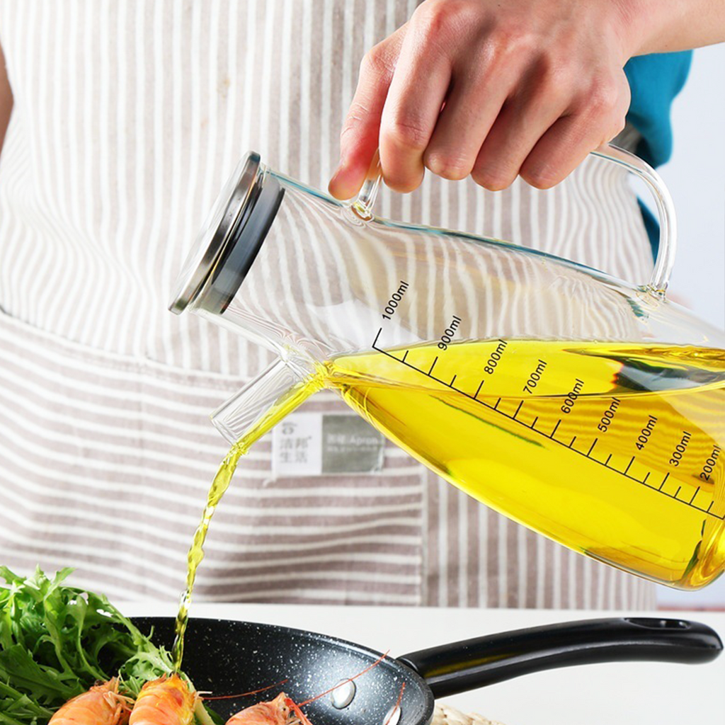 POPOI -Oil Jar Tempat Minyak dengan Penutup Kaca Borosilikat Simpan Kecap Minyak Wijen Cuka