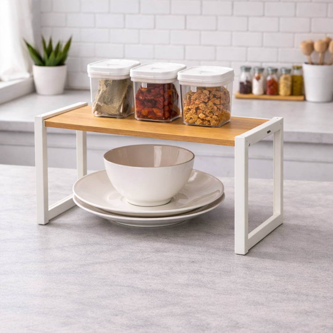 RAKU - Wooden Kitchen Rack Stackable Tempat Bumbu Organizer Multifungsi