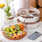 RIPPU - Tempat Makanan Snack Kacang Permen Toples Lebaran Jar Food Storage Sekat Dengan Tutup Dan Handle Multifungsi