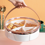RIPPU - Tempat Makanan Snack Kacang Permen Toples Lebaran Jar Food Storage Sekat Dengan Tutup Dan Handle Multifungsi