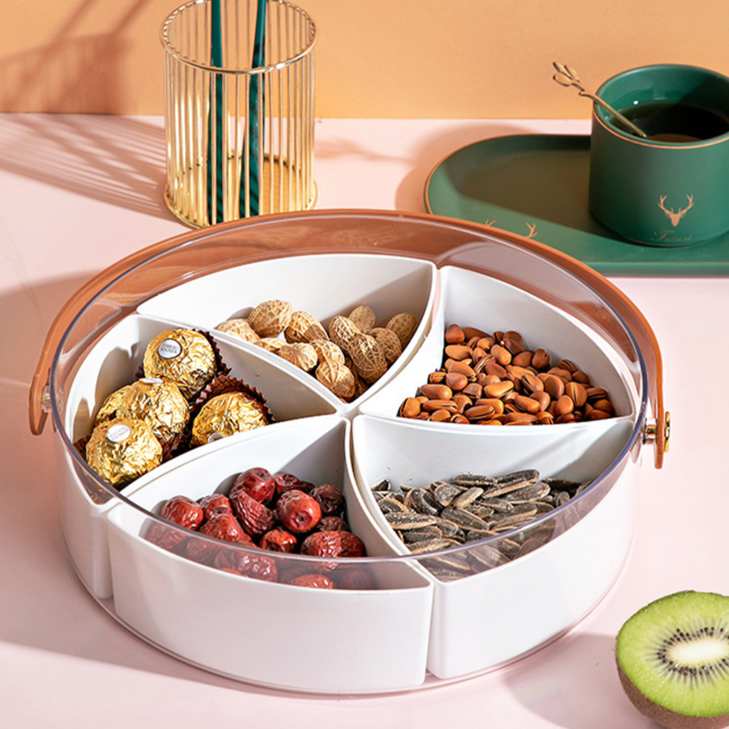 RIPPU - Tempat Makanan Snack Kacang Permen Toples Lebaran Jar Food Storage Sekat Dengan Tutup Dan Handle Multifungsi