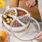 RIPPU - Tempat Makanan Snack Kacang Permen Toples Lebaran Jar Food Storage Sekat Dengan Tutup Dan Handle Multifungsi