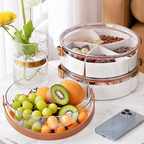RIPPU - Tempat Makanan Snack Kacang Permen Toples Lebaran Jar Food Storage Sekat Dengan Tutup Dan Handle Multifungsi