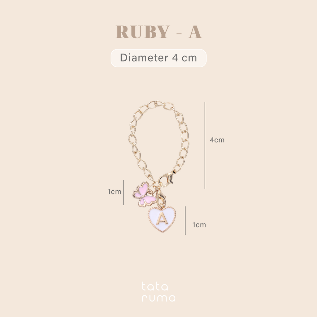 RUBY - Tumbler Botol Minum Charm Abjad Huruf Inisial A sampai Z Kupu-kupu Butterfly
