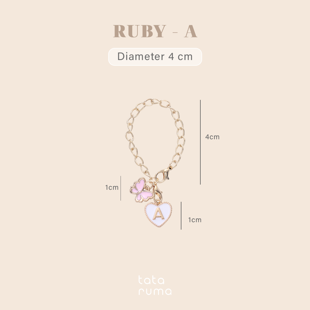 RUBY - Tumbler Botol Minum Charm Abjad Huruf Inisial A sampai Z Kupu-kupu Butterfly