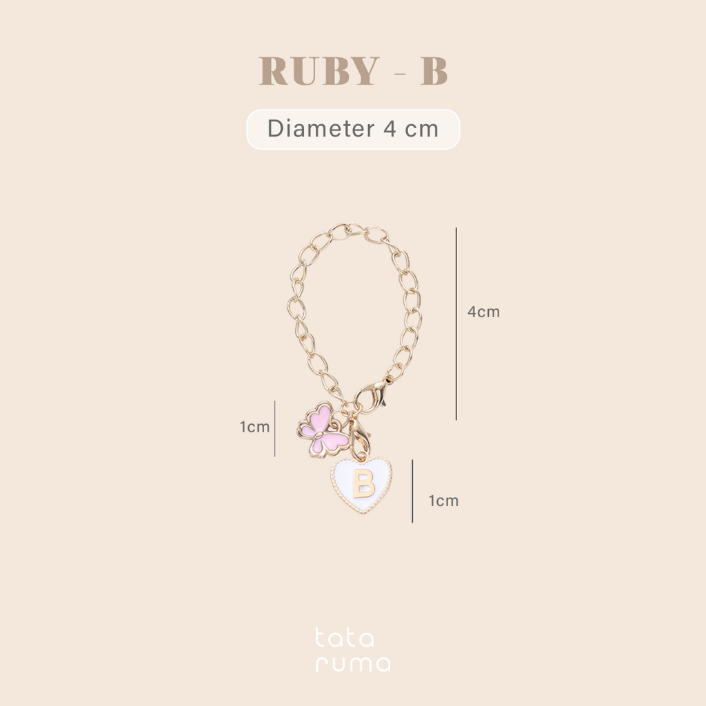 RUBY - Tumbler Botol Minum Charm Abjad Huruf Inisial A sampai Z Kupu-kupu Butterfly