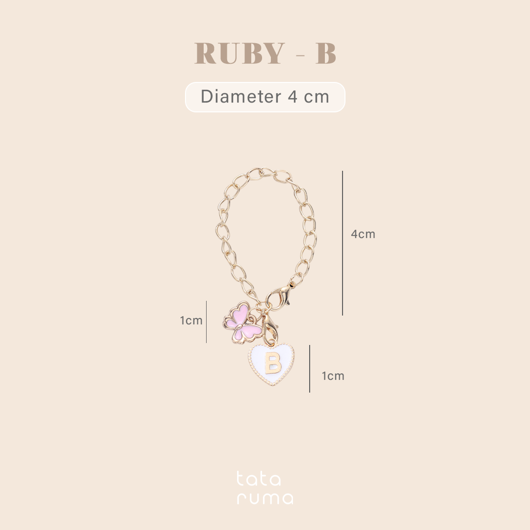RUBY - Tumbler Botol Minum Charm Abjad Huruf Inisial A sampai Z Kupu-kupu Butterfly