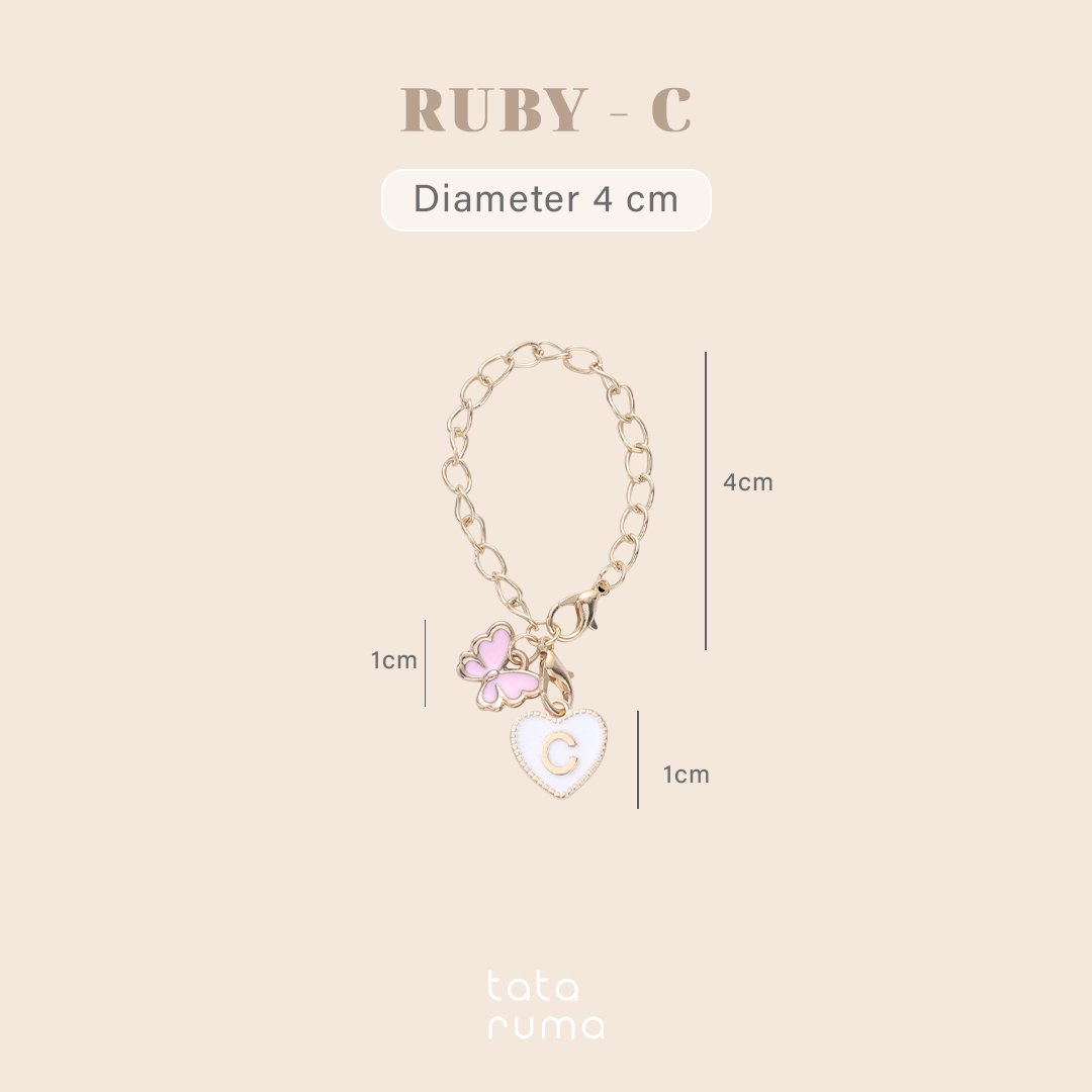 RUBY - Tumbler Botol Minum Charm Abjad Huruf Inisial A sampai Z Kupu-kupu Butterfly