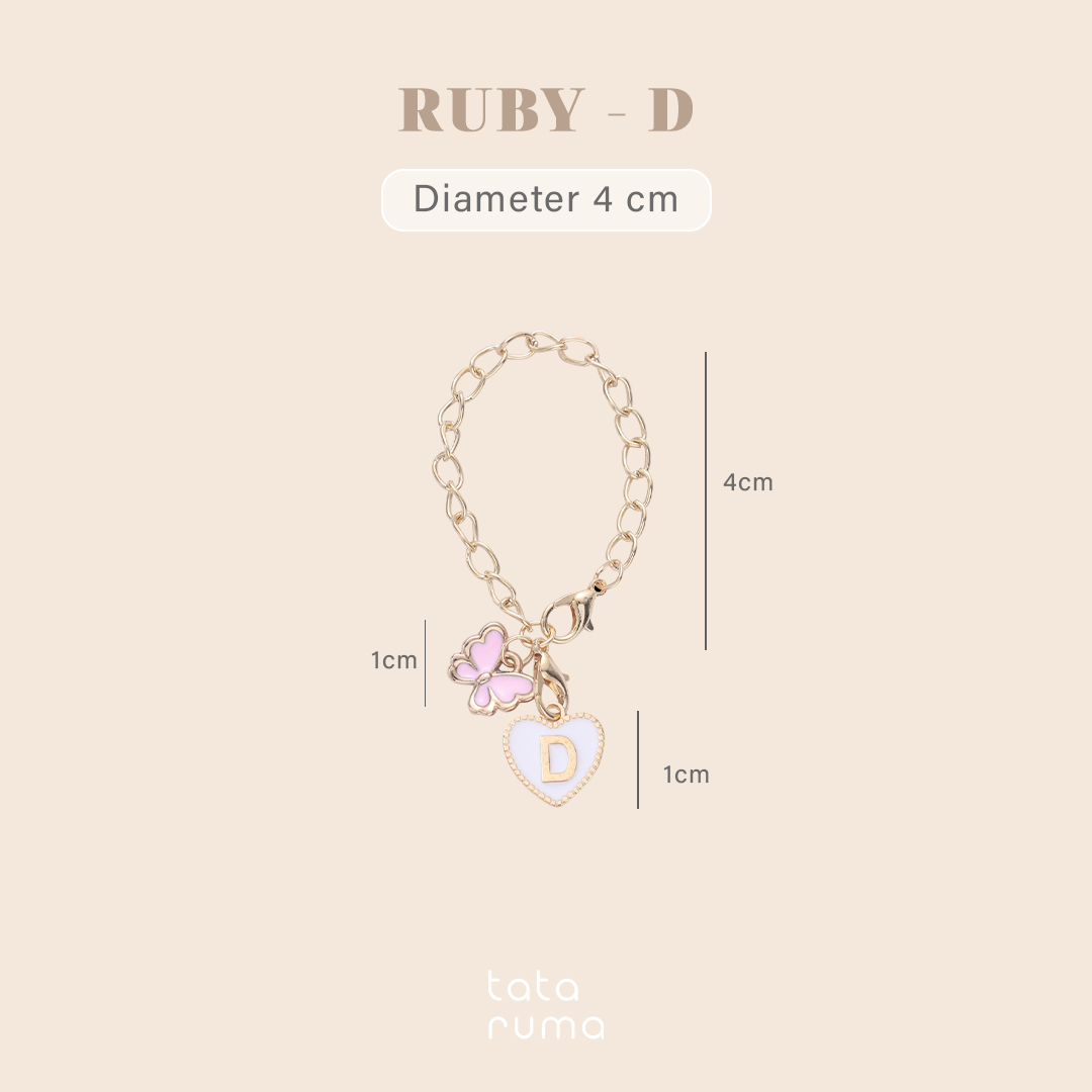 RUBY - Tumbler Botol Minum Charm Abjad Huruf Inisial A sampai Z Kupu-kupu Butterfly