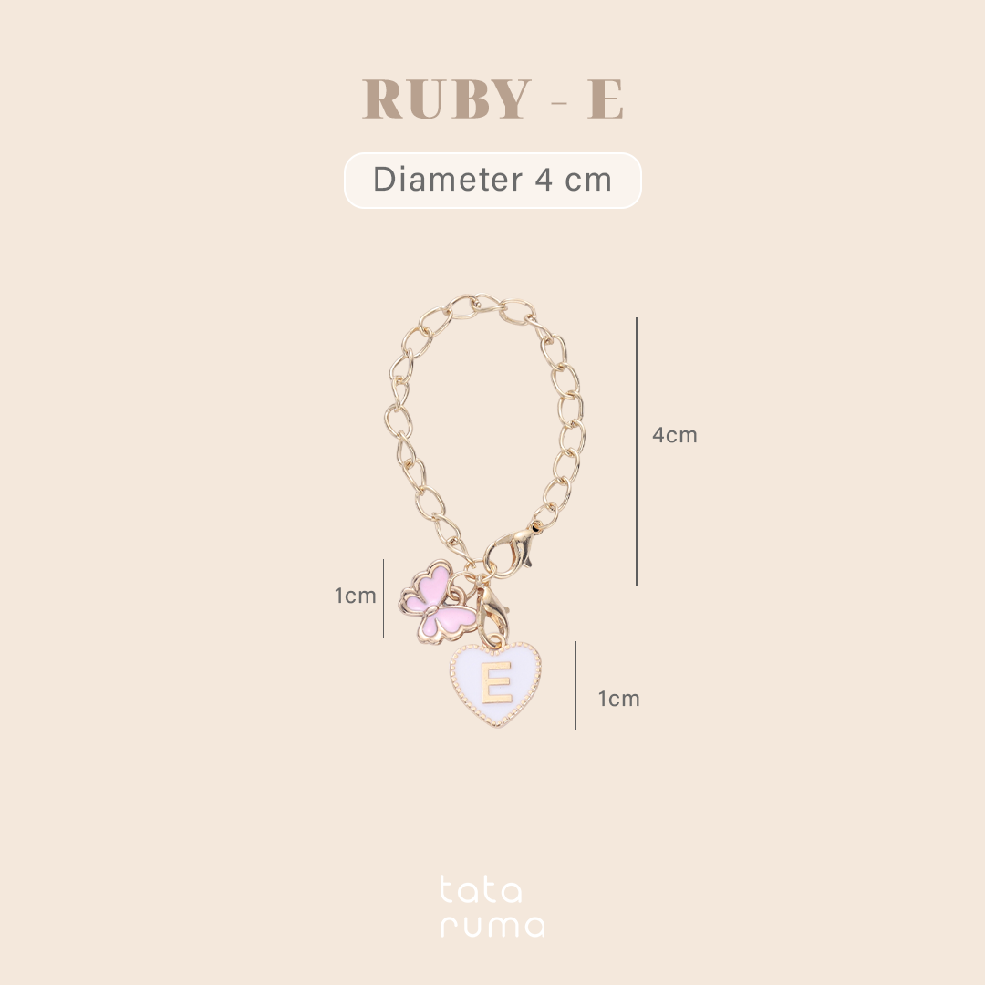RUBY - Tumbler Botol Minum Charm Abjad Huruf Inisial A sampai Z Kupu-kupu Butterfly