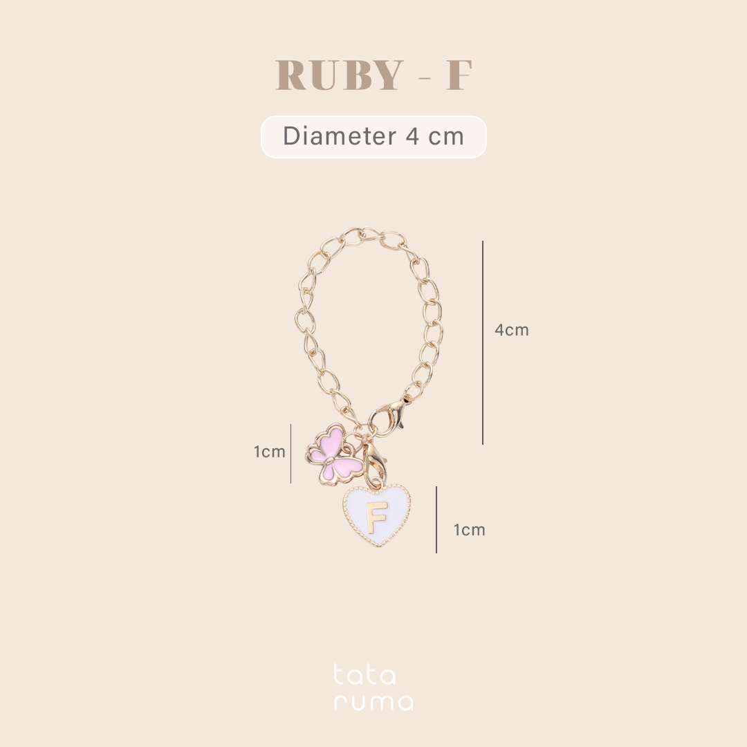 RUBY - Tumbler Botol Minum Charm Abjad Huruf Inisial A sampai Z Kupu-kupu Butterfly