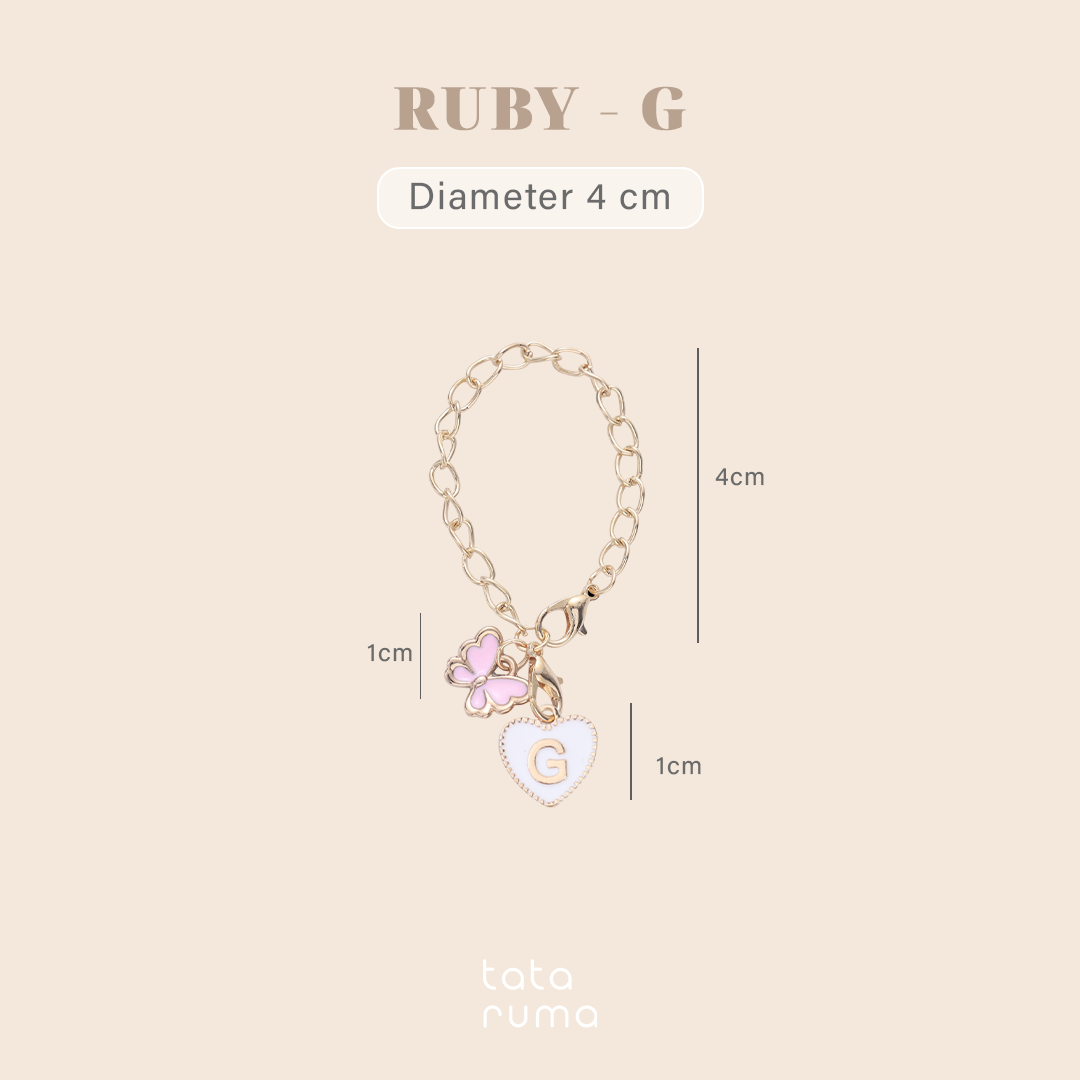 RUBY - Tumbler Botol Minum Charm Abjad Huruf Inisial A sampai Z Kupu-kupu Butterfly