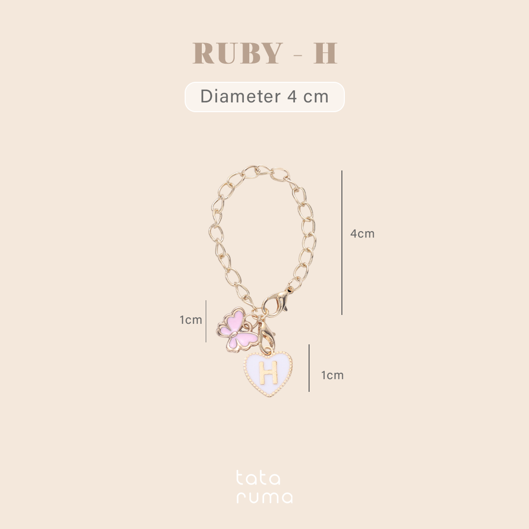 RUBY - Tumbler Botol Minum Charm Abjad Huruf Inisial A sampai Z Kupu-kupu Butterfly