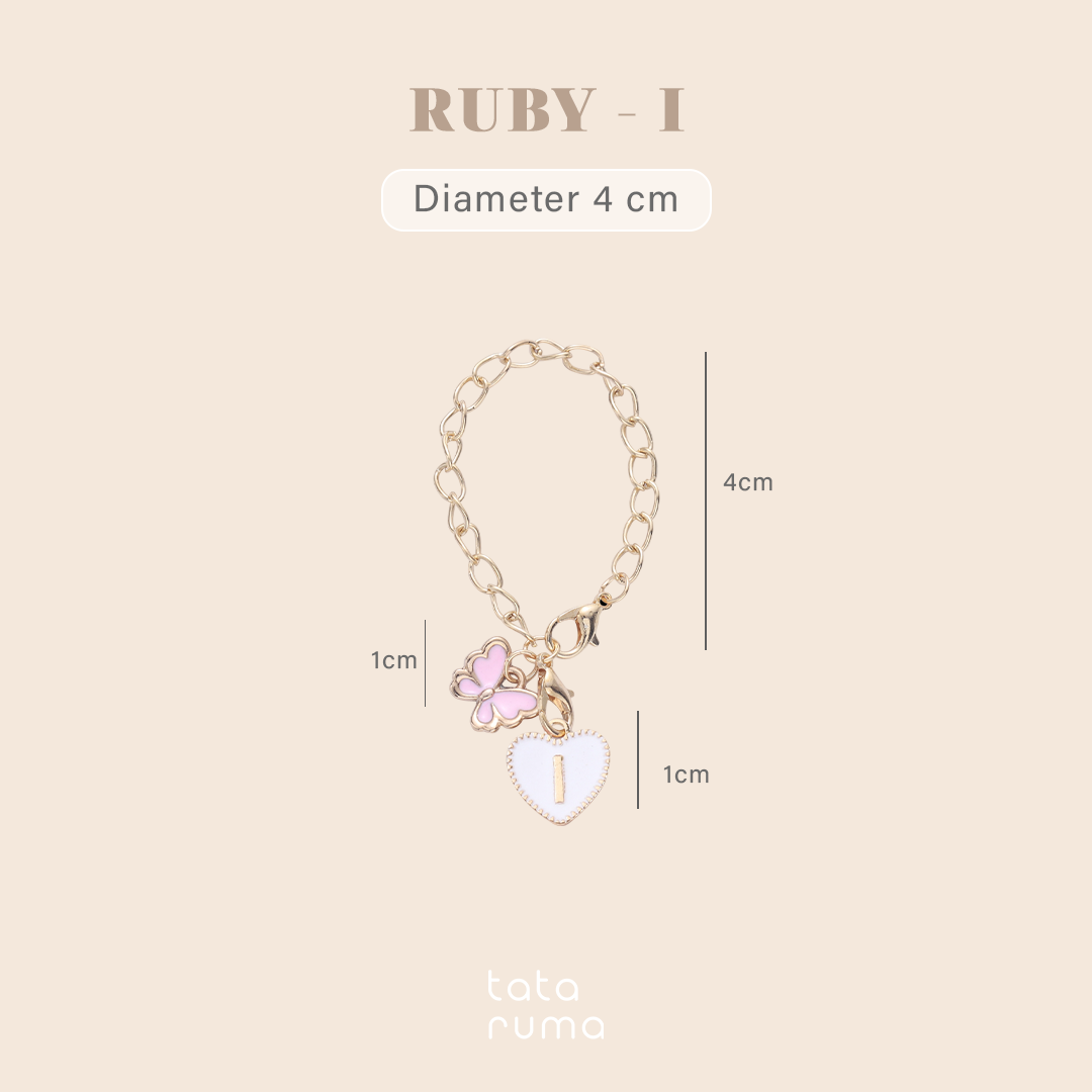 RUBY - Tumbler Botol Minum Charm Abjad Huruf Inisial A sampai Z Kupu-kupu Butterfly