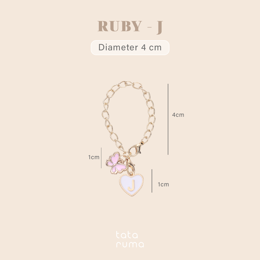 RUBY - Tumbler Botol Minum Charm Abjad Huruf Inisial A sampai Z Kupu-kupu Butterfly