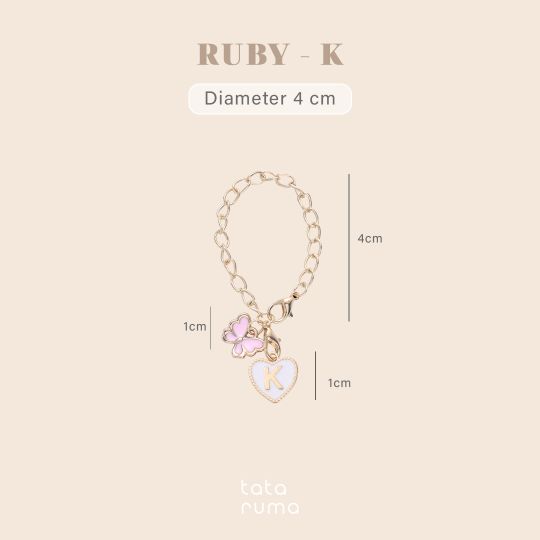 RUBY - Tumbler Botol Minum Charm Abjad Huruf Inisial A sampai Z Kupu-kupu Butterfly