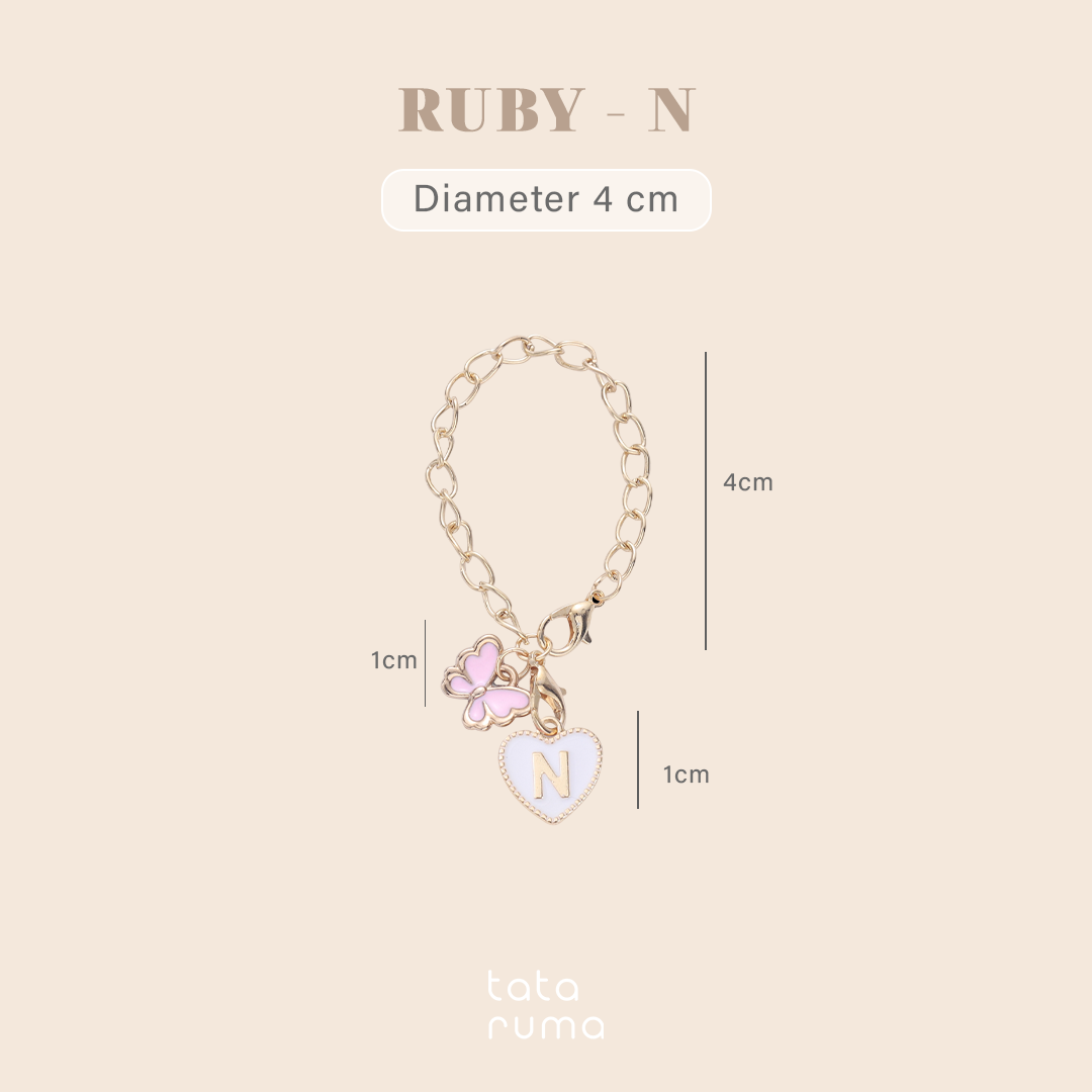 RUBY - Tumbler Botol Minum Charm Abjad Huruf Inisial A sampai Z Kupu-kupu Butterfly