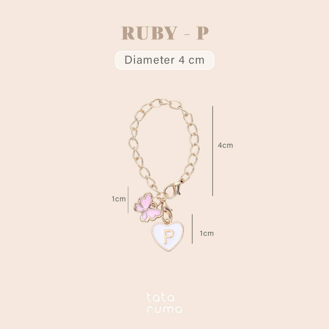 RUBY - Tumbler Botol Minum Charm Abjad Huruf Inisial A sampai Z Kupu-kupu Butterfly