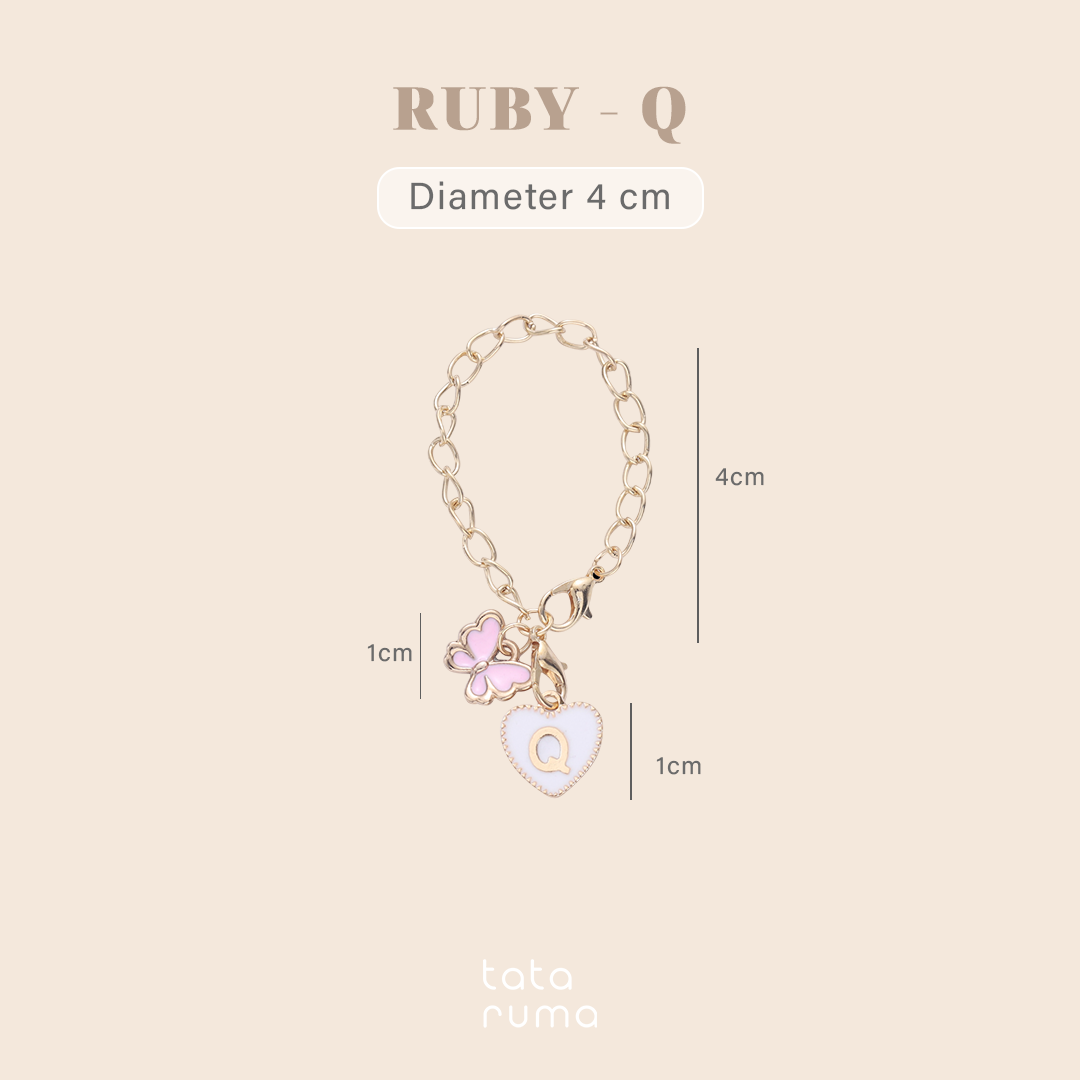 RUBY - Tumbler Botol Minum Charm Abjad Huruf Inisial A sampai Z Kupu-kupu Butterfly