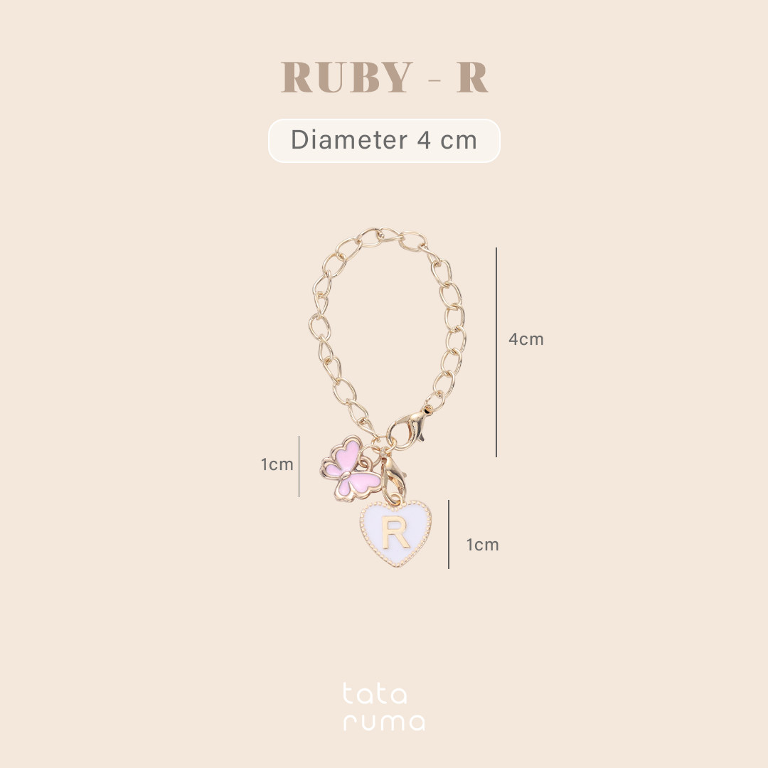 RUBY - Tumbler Botol Minum Charm Abjad Huruf Inisial A sampai Z Kupu-kupu Butterfly