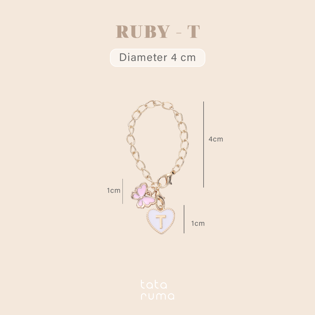 RUBY - Tumbler Botol Minum Charm Abjad Huruf Inisial A sampai Z Kupu-kupu Butterfly