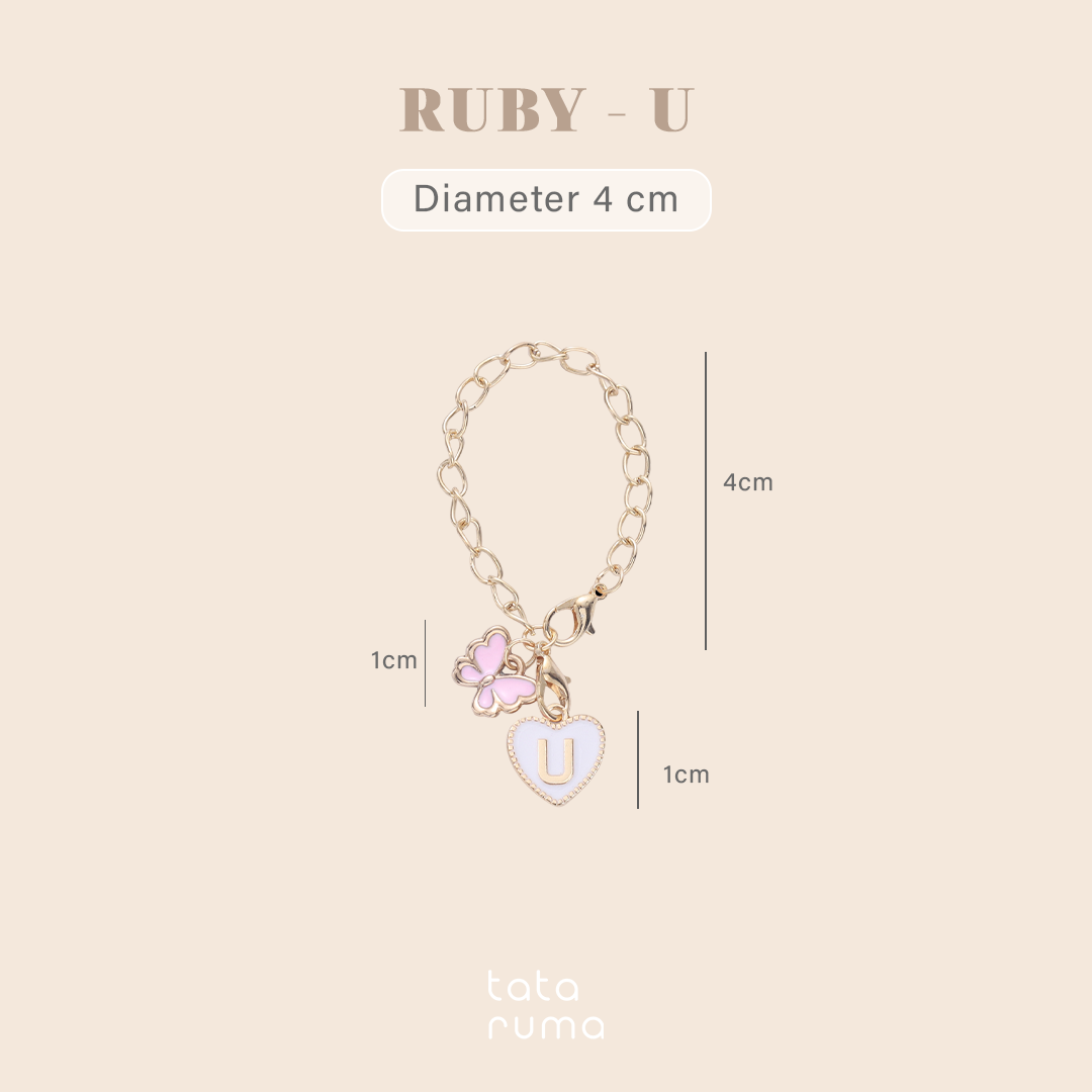 RUBY - Tumbler Botol Minum Charm Abjad Huruf Inisial A sampai Z Kupu-kupu Butterfly