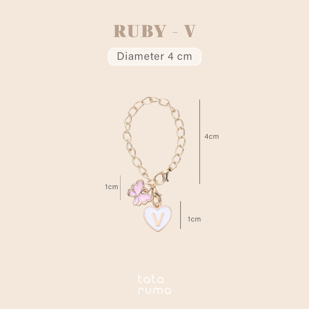 RUBY - Tumbler Botol Minum Charm Abjad Huruf Inisial A sampai Z Kupu-kupu Butterfly